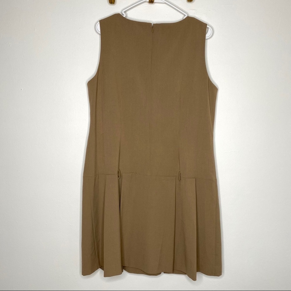 Calvin Klein Tan/ Camel Brown Pleated Dress - Picture 4 of 6
